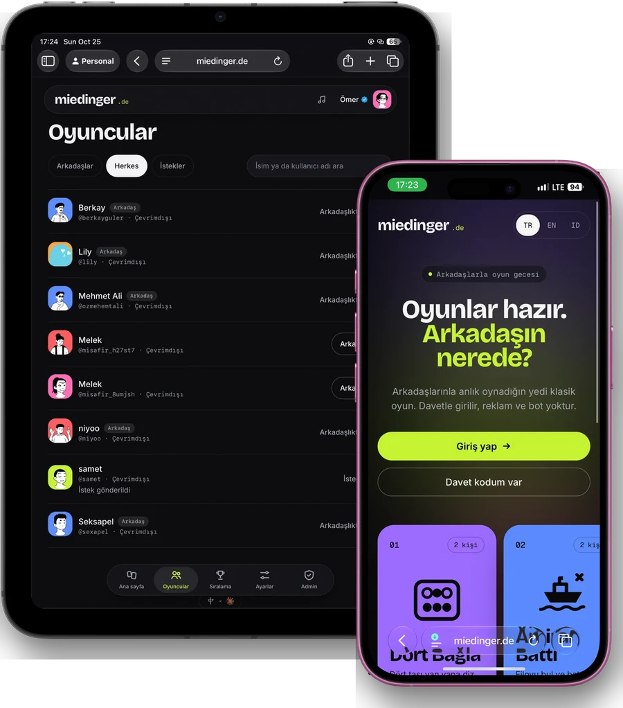 Miedinger: iPad ve iPhone'da ekran görüntüleri