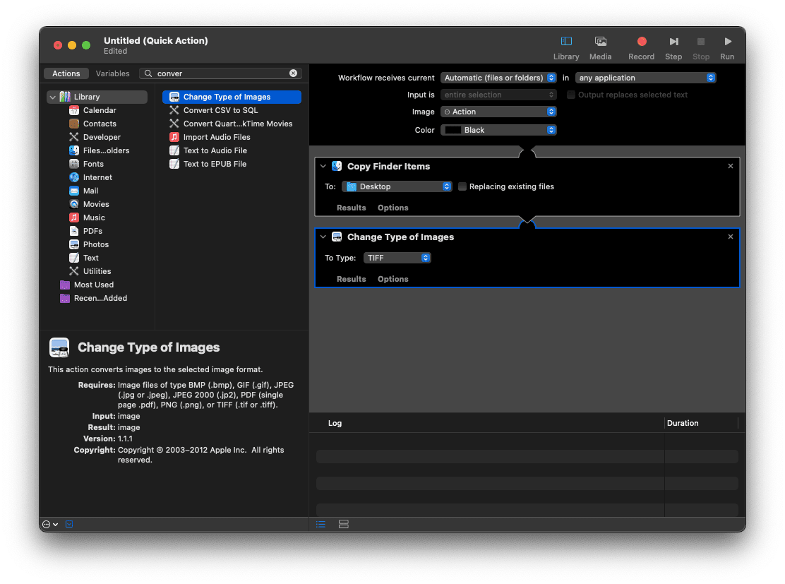 Automator Adım 2
