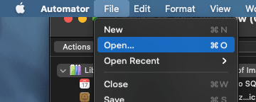 Automator İşlem Silmek Adım 1