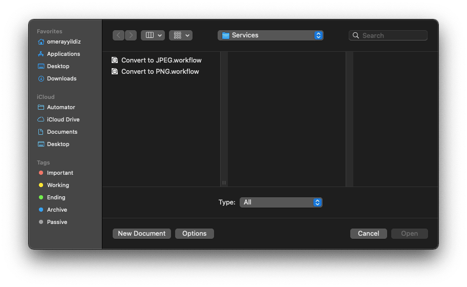 Automator İşlem Silmek Adım 2